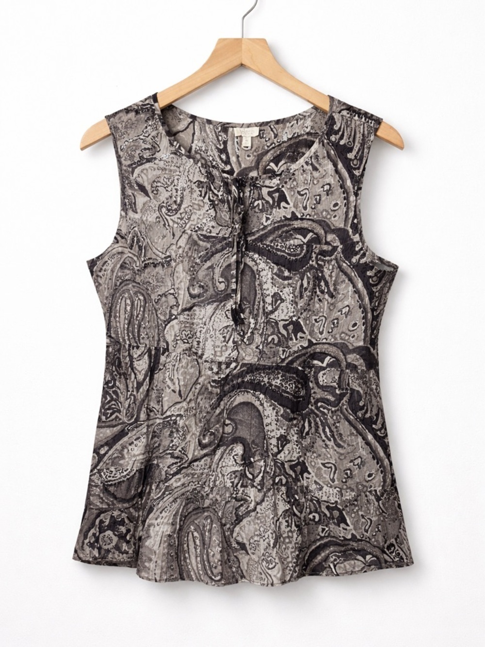 Talbots 100% Cotton Black and Gray Paisley Tank Blouse (165)